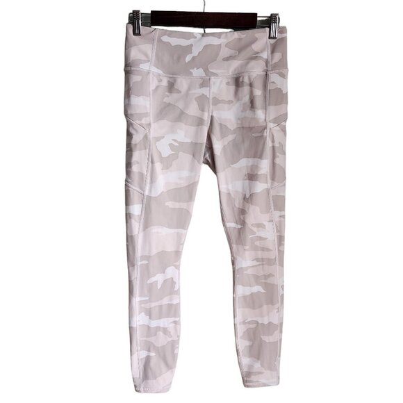 Athleta Women's Small Beige Tan Camo Contender 
 7/8 Tight Zip Pockets, size S - Picture 1 of 12
